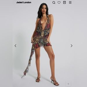 Jaded London Cindy Plunge Mini Dress (Size 4)